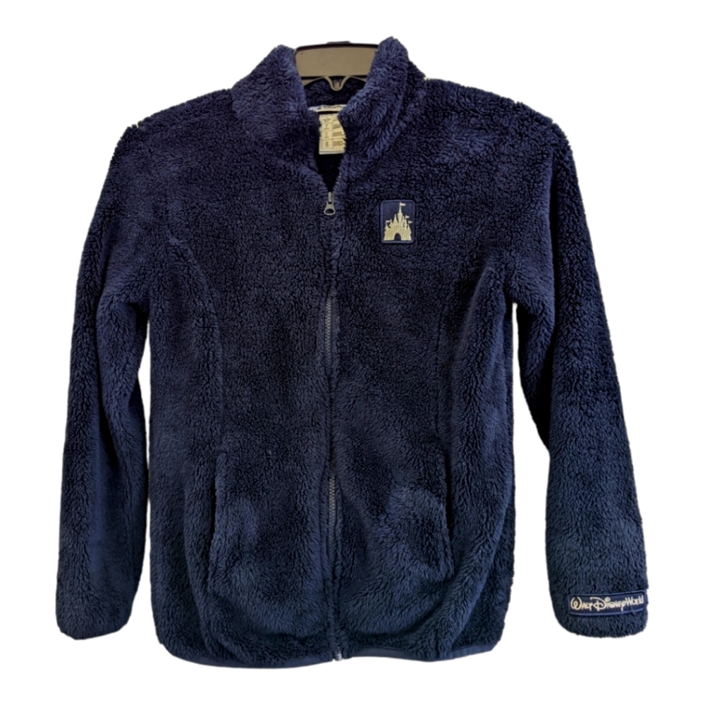 Disney World Disney Parks Sz XS Fuzzy Navy Blue Full Zip Fleece Jacket